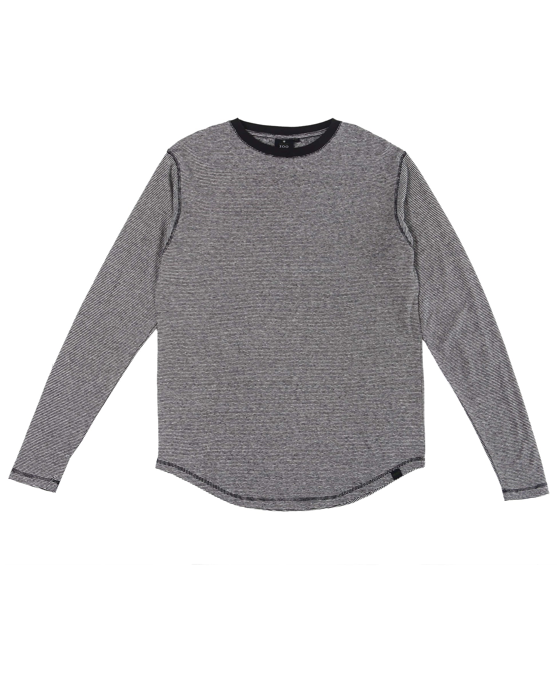 HEMP MICRO STRIPE LONG SLEEVE T-SHIRT ARMOR - HEMPZOO