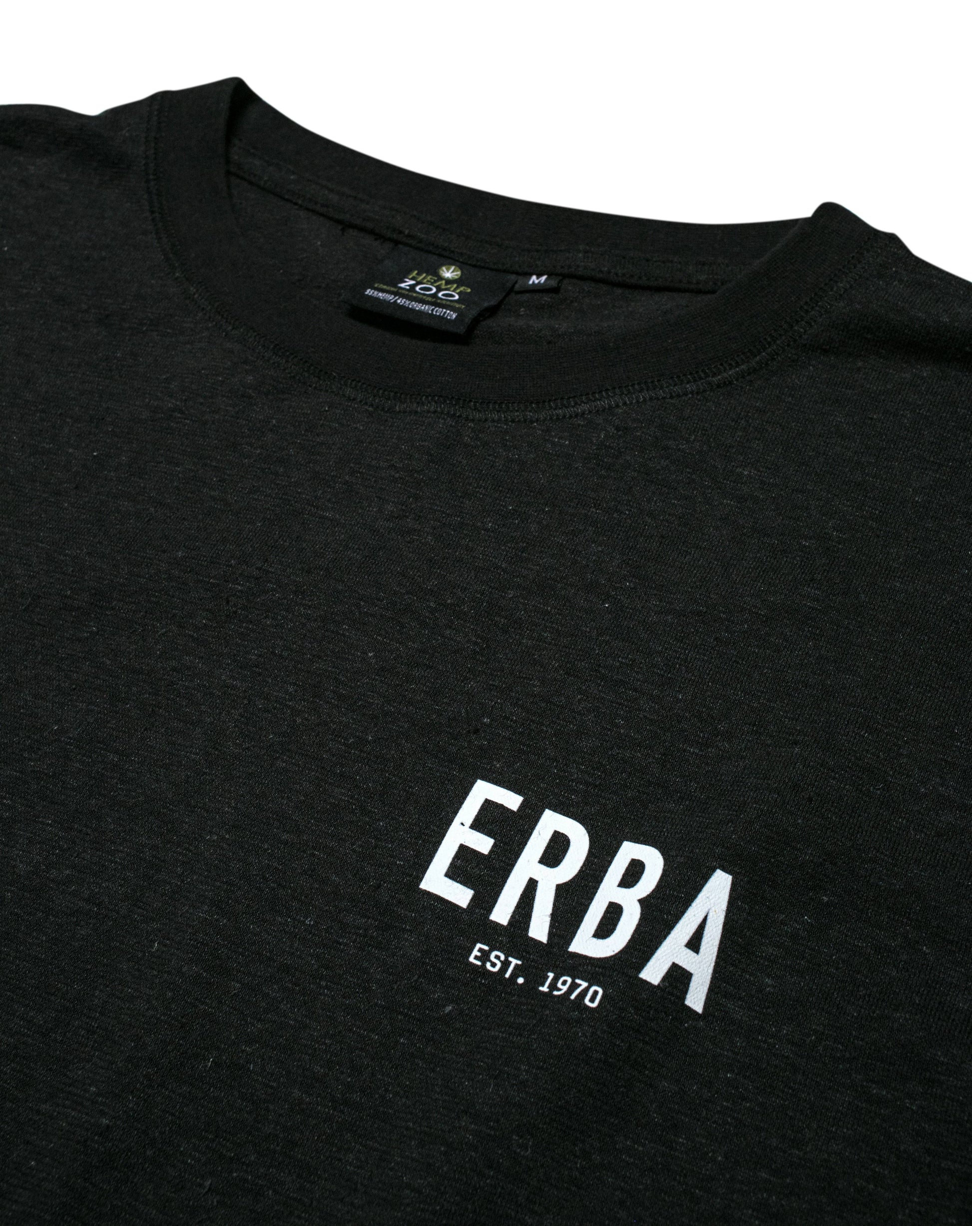 ERBA EST 1970 HEMP T-SHIRT BLACK - HEMPZOO