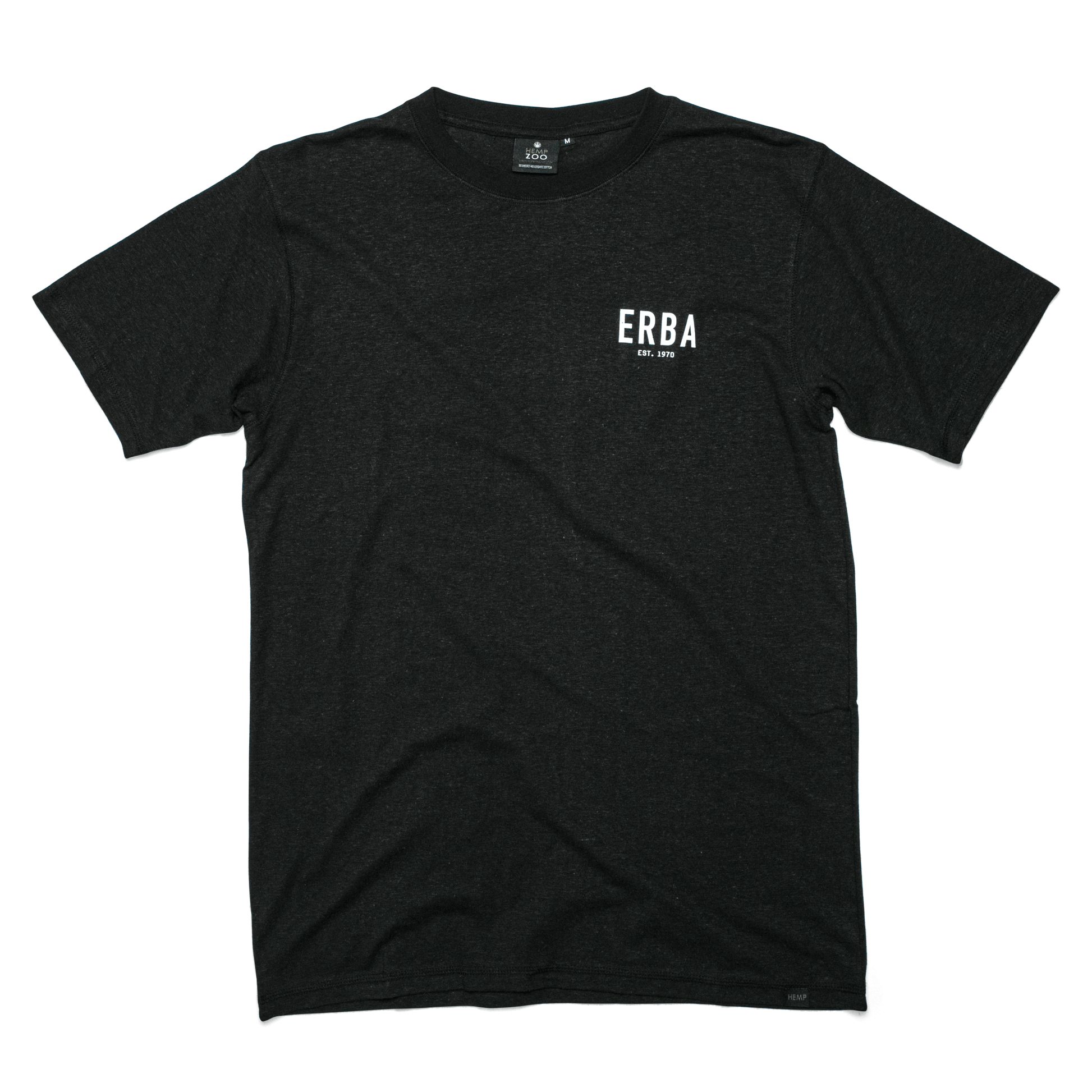 ERBA EST 1970 HEMP T-SHIRT BLACK - HEMPZOO