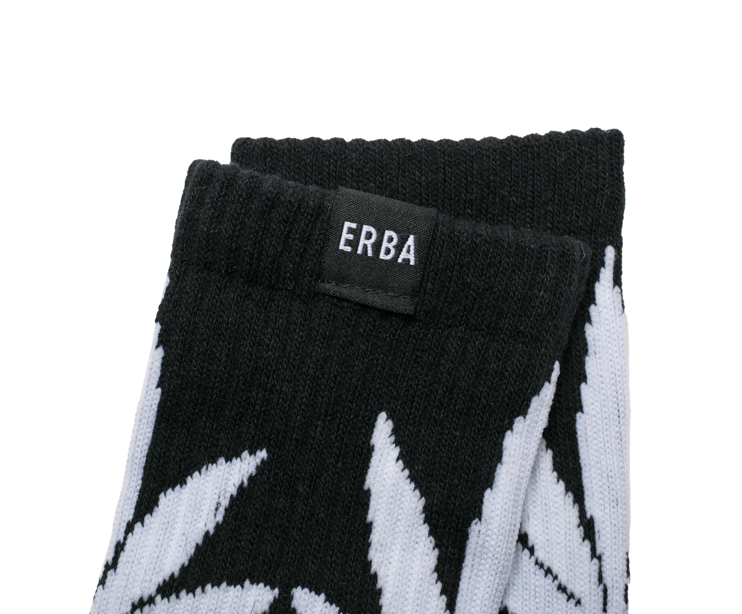 ERBA HEMP LEAF CREW SOCKS BLACK - HEMPZOO