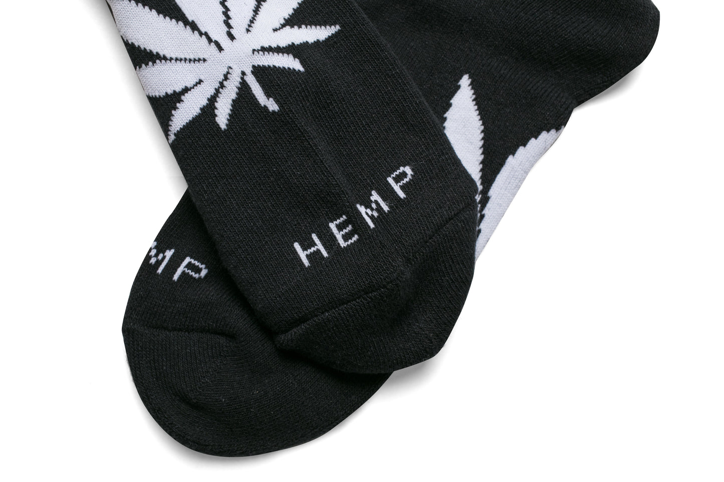 ERBA HEMP LEAF CREW SOCKS BLACK - HEMPZOO