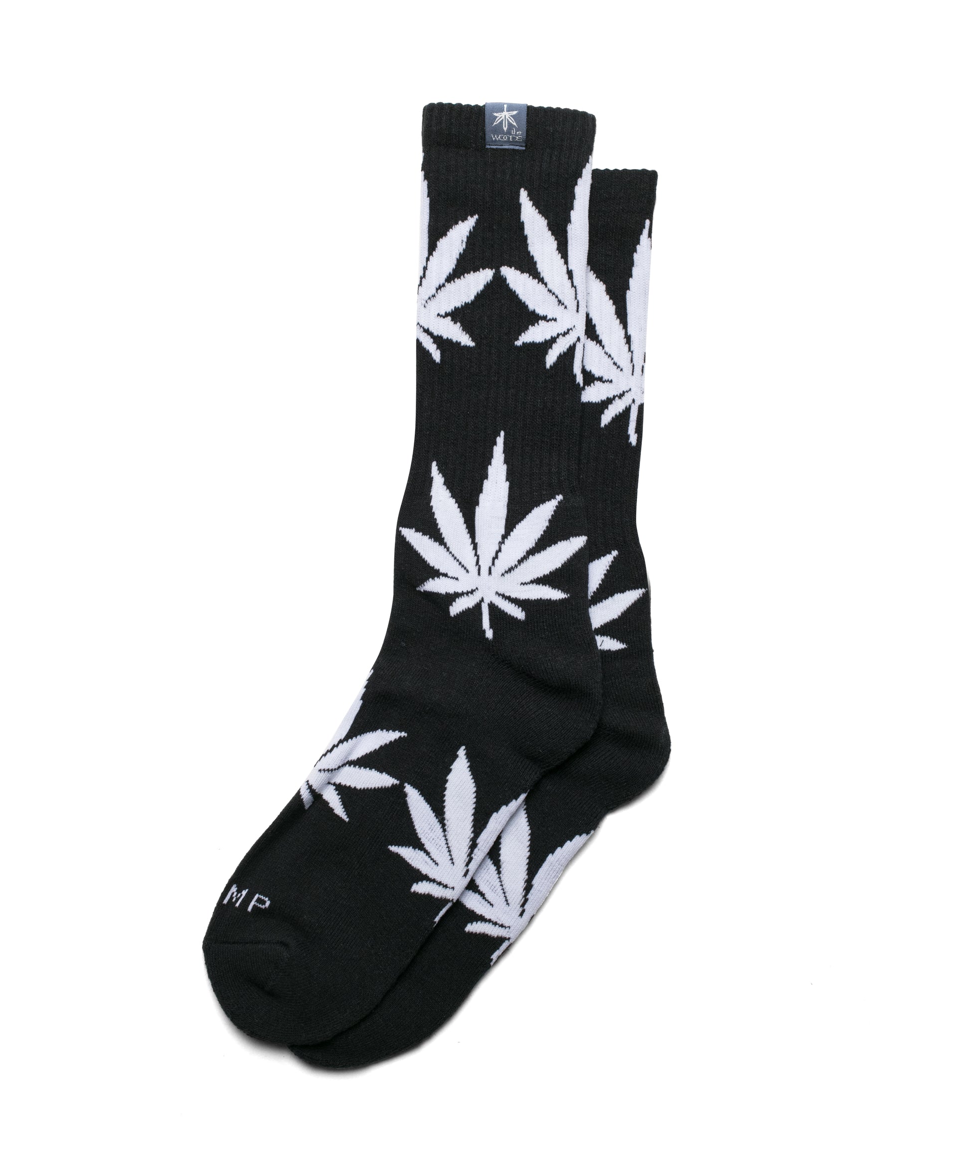 the WOODS LEAF HEMP CREW SOCKS BLACK - HEMPZOO