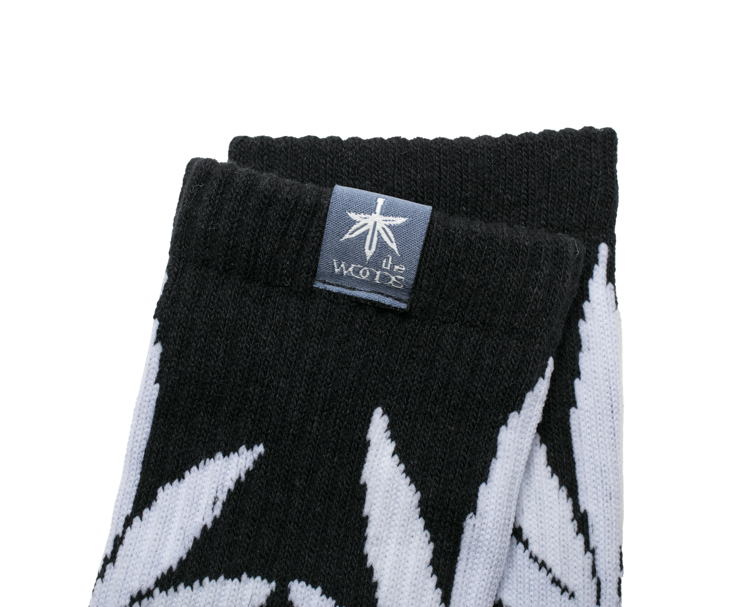 the WOODS LEAF HEMP CREW SOCKS BLACK - HEMPZOO