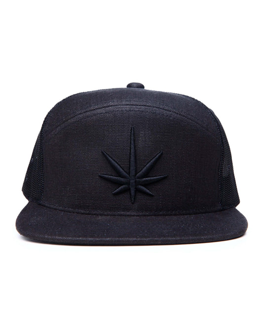 HEMPZOO BLACK LEAF ARCH TRUCKER CAP - HEMPZOO