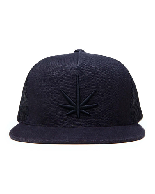 HEMPZOO BLACK LEAF TRUCKER CAP - HEMPZOO